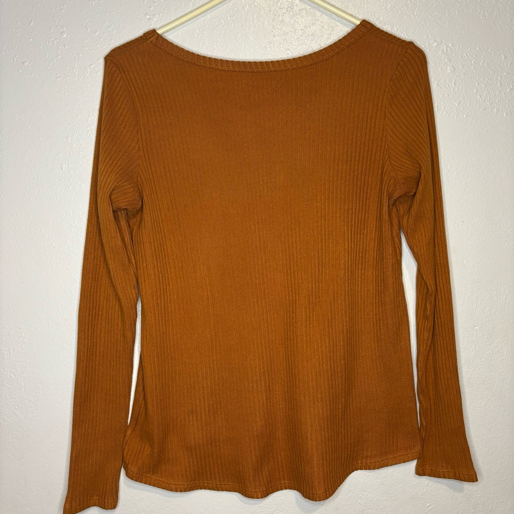 American Eagle Cable Knit Balloon Sleeve Sweater XSmall Burnt Orange Fall Womens - Picture 2 of 4
